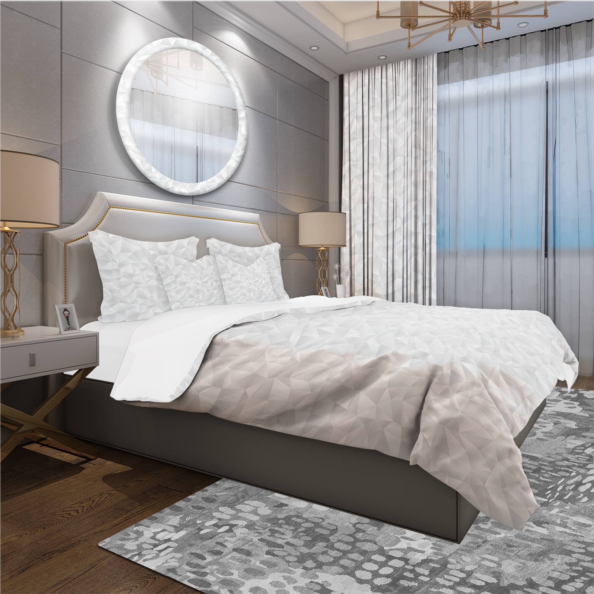 Designart 'Abstract White Geometric Pattern' Scandinavian Bedding Set